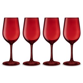 Copa Full Rojo Vidrio 16x16x20.5 cm 4 Piezas 320 cc