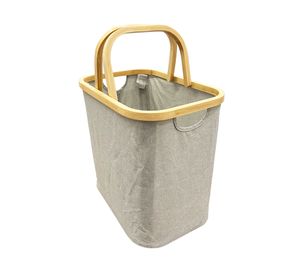 Canasto ropa nórdica con asas gris 16x26x38 cm