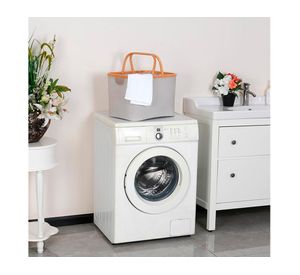 Canasto ropa nórdica con asas gris 16x26x38 cm