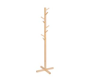 Perchero 8 ganchos madera natural 45x45x157 cm