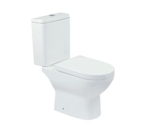 WC one piece muro 18 cm botón dual cierre suave Atenas blanco