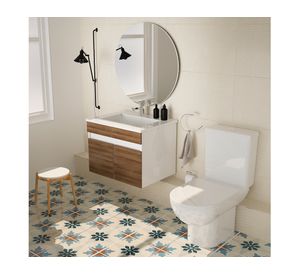 WC one piece muro 18 cm botón dual cierre suave Atenas blanco