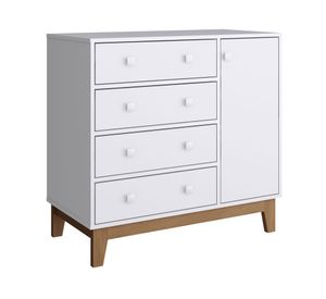 Cómoda 4 cajones 1 puerta harmony blanco Kidscool