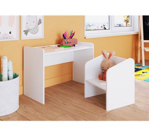 Mesa con silla Montessori blanca