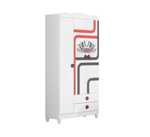 Clóset infantil 3 puertas 2 cajones Fast Car blanco