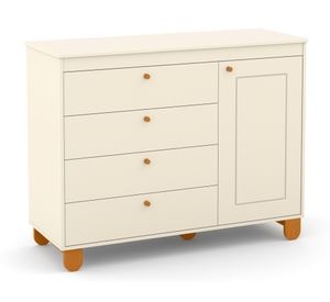 Cómoda 1 puerta 4 cajones Zupi rosado