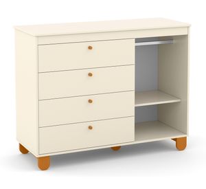 Cómoda 1 puerta 4 cajones Zupi rosado