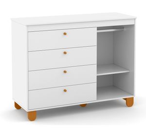 Cómoda 1 puerta 4 cajones Zupi blanco