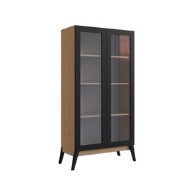 Vitrina 2 puertas 4 niveles café/negro