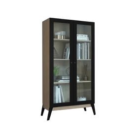 Vitrina 2 puertas 4 niveles café/negro