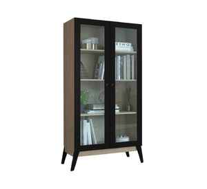 Vitrina 2 puertas 4 niveles café/negro