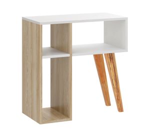 Mesa arrimo Leaves blanco/natural