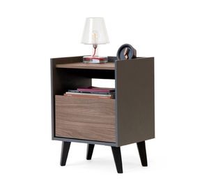 Velador 1 cajón Pop gris/café
