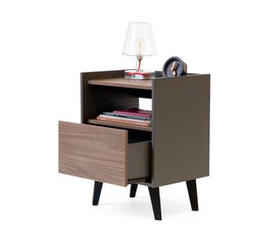 Velador 1 cajón Pop gris/café