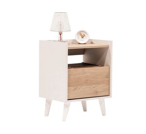 Velador 1 cajón Pop blanco/café
