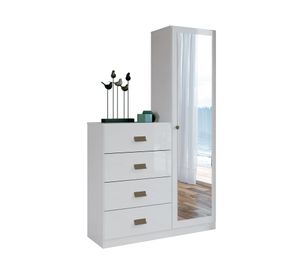 Cómoda 1 puerta 4 cajones Estilo blanco