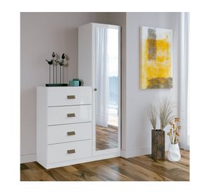 Cómoda 1 puerta 4 cajones Estilo blanco