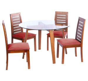 Juego de comedor 4 sillas tela palo rosa Latam Home