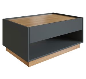 Mesa de centro rectangular Bari con cajón grafito/miel