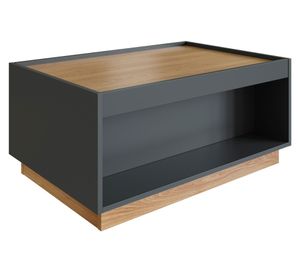Mesa de centro rectangular Bari con cajón grafito/miel