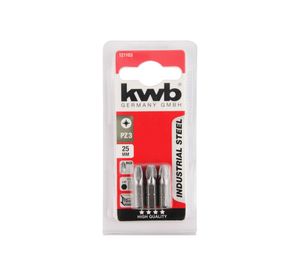 Punta pozidrive PZ3 1/4'' 25 mm 3 unidades KWB