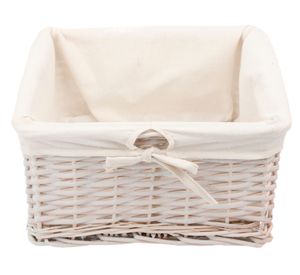 Canasto mimbre/tela bajo blanco 15x30x30 cm