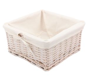 Canasto mimbre/tela bajo blanco 15x30x30 cm