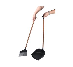 Pala plegable con escoba mango bambú