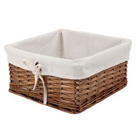 Canasto mimbre/tela bajo natural 15x30x30 cm