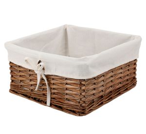 Canasto mimbre/tela bajo natural 15x30x30 cm