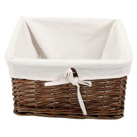 Canasto mimbre/tela bajo natural 15x30x30 cm