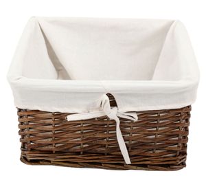 Canasto mimbre/tela bajo natural 15x30x30 cm