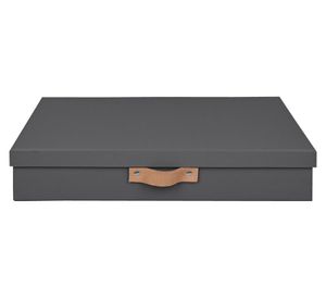 Caja plana rígida con asa gris 7.5x30x40 cm