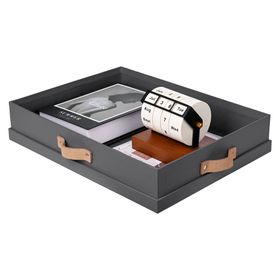 Caja plana rígida con asa gris 7.5x30x40 cm