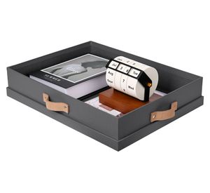 Caja plana rígida con asa gris 7.5x30x40 cm
