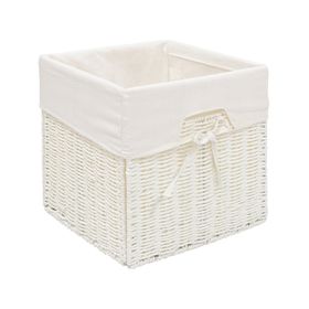 Canasto con tela alto Tejido blanco 30x30x30 cm