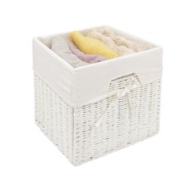 Canasto con tela alto Tejido blanco 30x30x30 cm