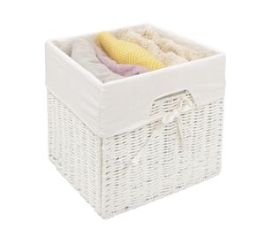 Canasto con tela alto Tejido blanco 30x30x30 cm