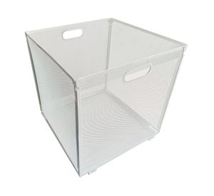 Canasto plegable malla metal blanco 30x30x30 cm