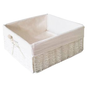 Canasto con tela bajo Tejido blanco 15x30x30 cm