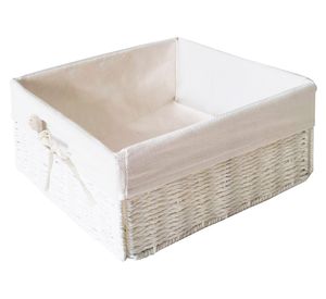 Canasto con tela bajo Tejido blanco 15x30x30 cm