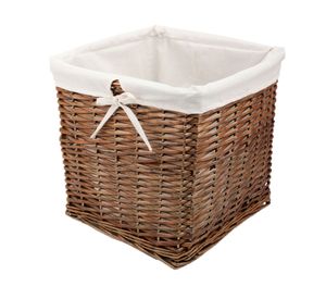 Canasto tela interior/mimbre natural 30x30x30 cm