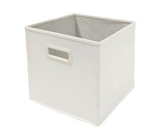 Canasto plegable textil alto crema 30x30x30 cm
