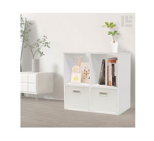 Canasto plegable textil alto crema 30x30x30 cm