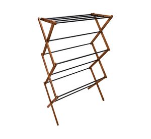 Tendedero pie Vertical madera/negro