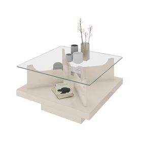 Mesa de centro cuadrada Clear beige
