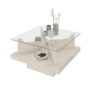 Mesa de centro cuadrada Clear beige