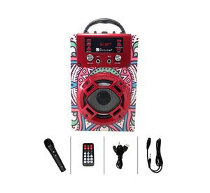 Parlante Bluetooth mini karaoke Mándala rojo