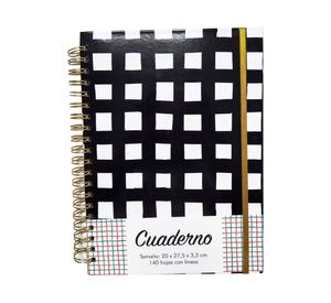 Cuaderno espirales 140 hojas negro/blanco
