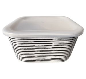 Contenedor Bio rayas blanco/negro 2 lt